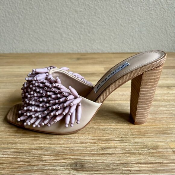 Charles David HOTTIE SANDAL size 9 beaded block heel slide - Picture 2 of 13